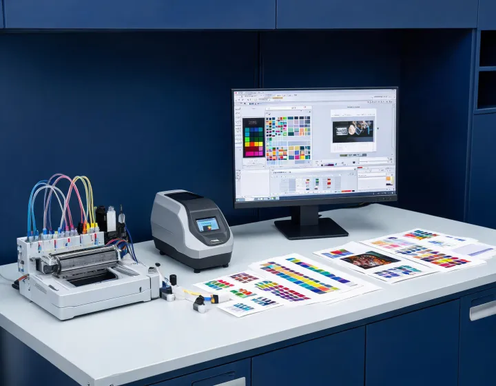 Epson inkjet technology bench with printhead and color control tools